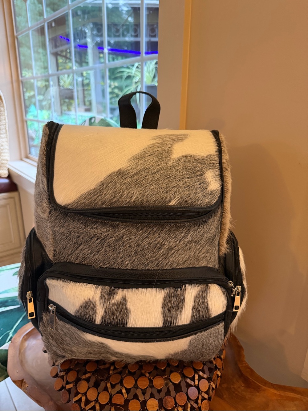 NWT Western Genuine Cowhide Hair on Hide Grain Leather Backpack Travel Rucksack